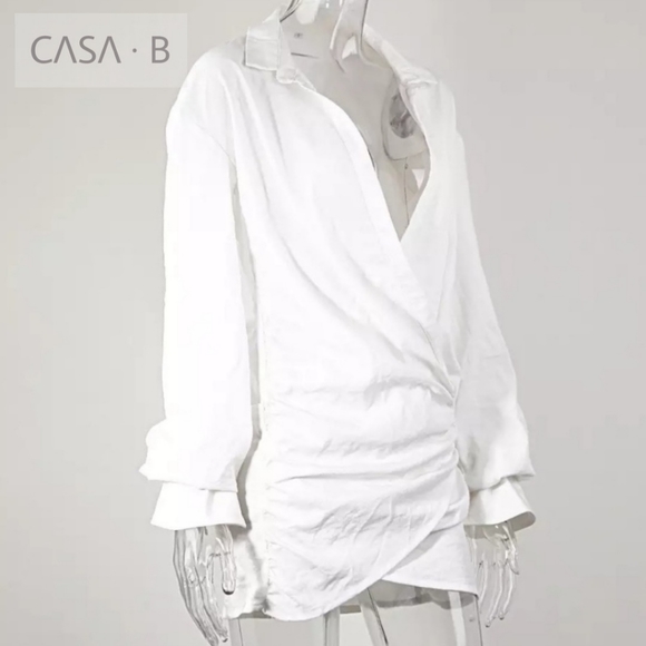 5⭐️CASA B RESORT| Natasha Wrap-Front Shirt Dress Coverup - Picture 12 of 13